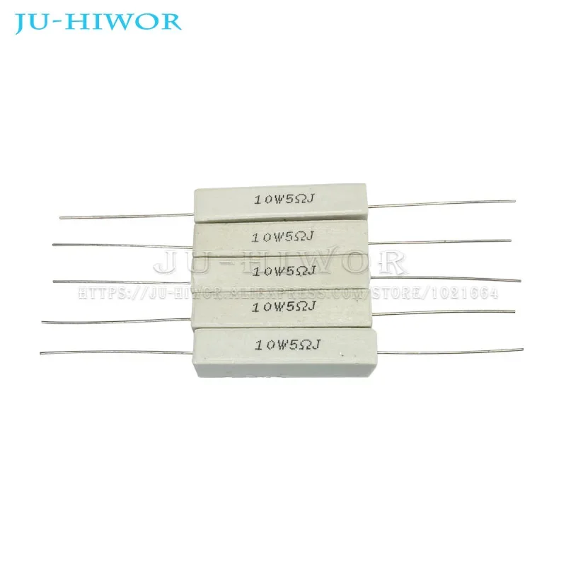 5pcs 10W 5% SQP Cement Resistor 0.1 0.22 0.33 0.5 1 1.2 1.8 2 2.2 3 3.3 3.6 4.7 5 8 10 15 20 25 30 100 K R ohms Power Resistance