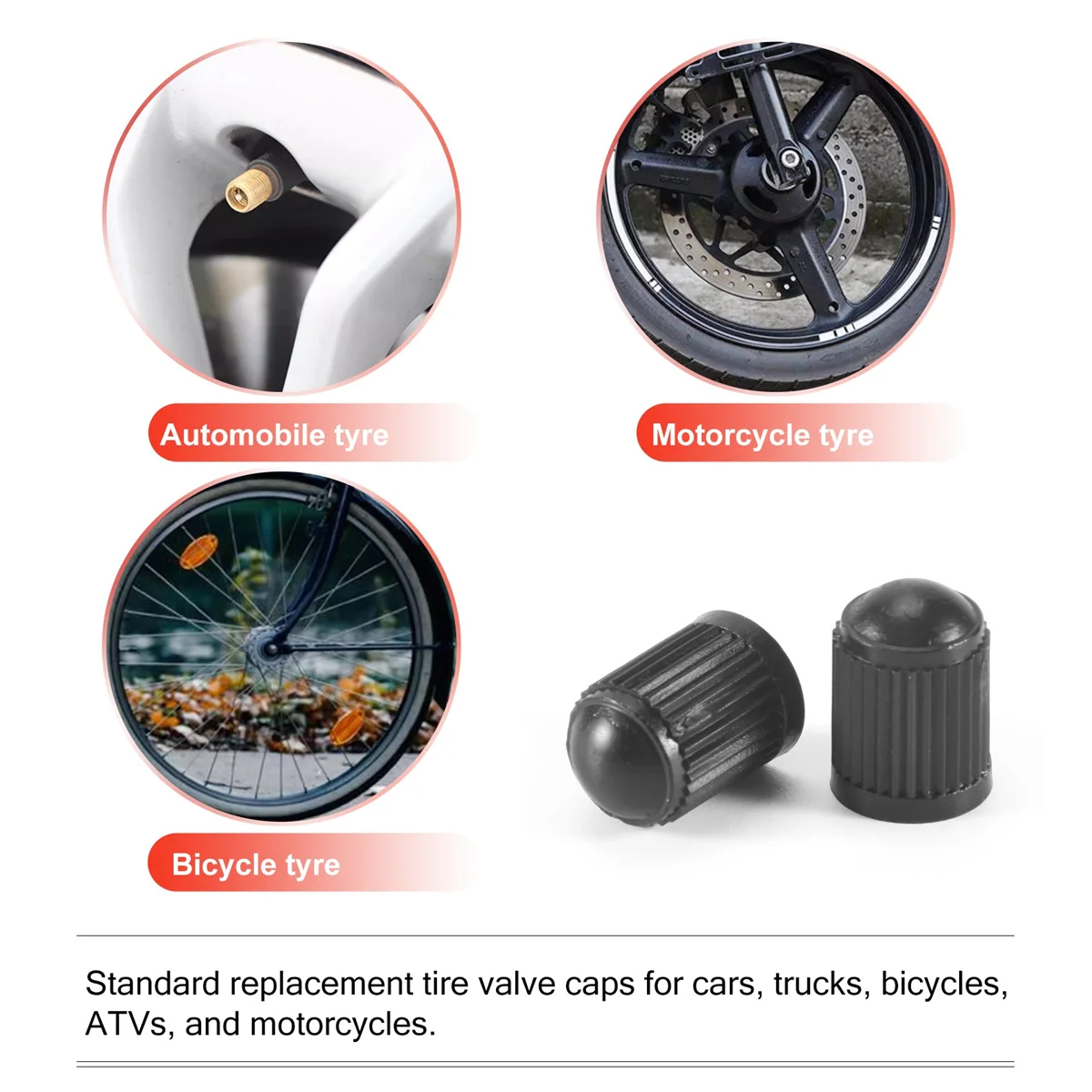 Набор из 100 Черных Пластиковых сменных колпачков клапана. Автомобили, грузовики, мотоциклы, квадроциклы. Колпачки для шин Schrader.