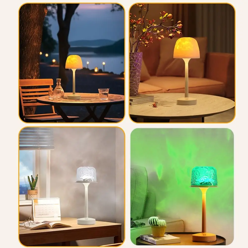 High Footed LED Atmosphere Desk Lamp Water Ripple Touch/Remote Control Projection Night Light Romantic Non-slip Bottom