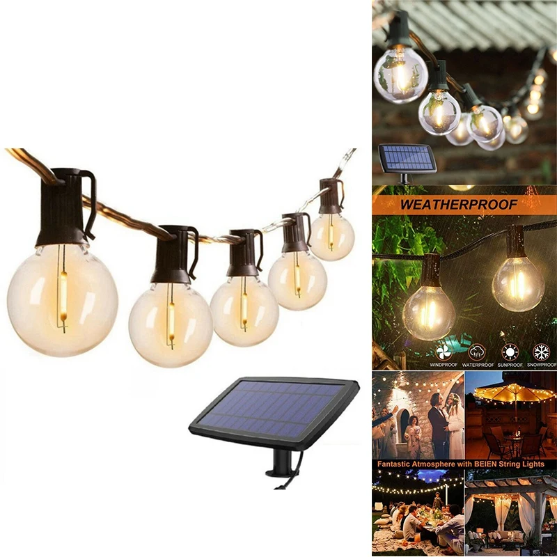 

G40 Solar Powered Led Lights Outdoor Patio Globe String Lights Bistro Yard Decoration