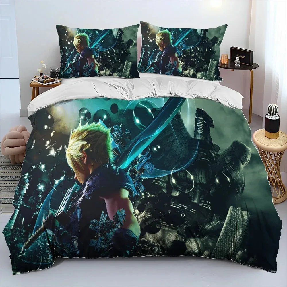 Final Fantasy Series Games Cartoon Comforter Bedding Set,Duvet Cover Bed Set Quilt Cover Pillowcase,king Queen Size Home Textile