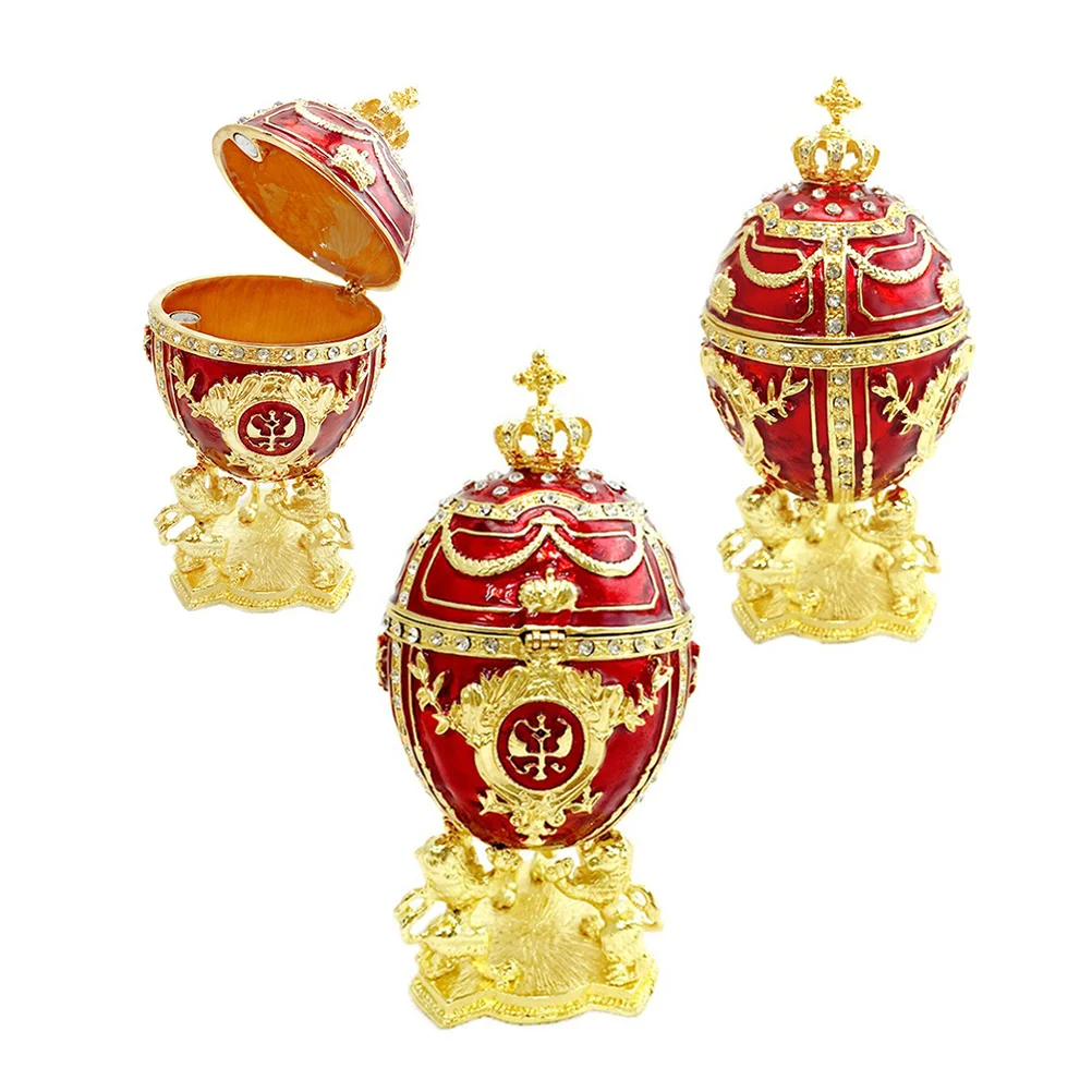 

1pc Jewelry Boxes Egg Studded Painted Shaped Ring Box Creative Organizer Jewelry Box Storage Case Ring Holder for Party