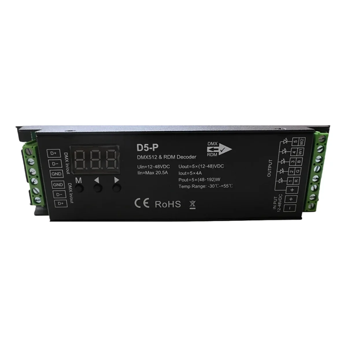 

5 Channel DMX Decoder with RDM Digital Display DMX512 Dimmer Driver PWM RGBCCT LED Controller LED Module Light