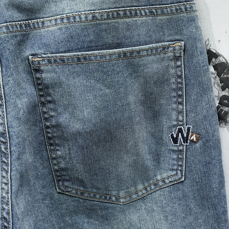 2024 Zomer Nieuwe Jeans Voor Heren Geborduurde Trendy Rechte, Losse, Hoogwaardig Gewassen Jongensbroek In Japanse Stijl