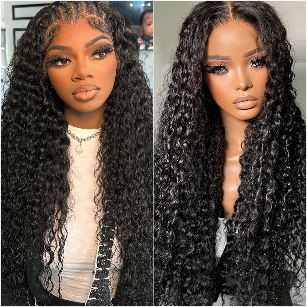 28 38-дюймовый глубокий волнистый 13x6 5x5 HD Парик из натуральных волос на кружеве спереди 200% Remy Curl 360 Полные кружевные фронтальные парики Человеческие волосы для чернокожих женщин