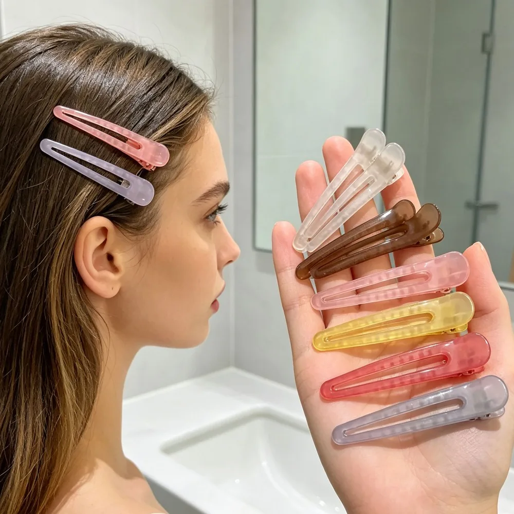 2Pcs Frosted Duckbill Hair Clips, Colorful Bang Fixing Barrettes, Fashion Hairdressing Hair Accessories for Women
