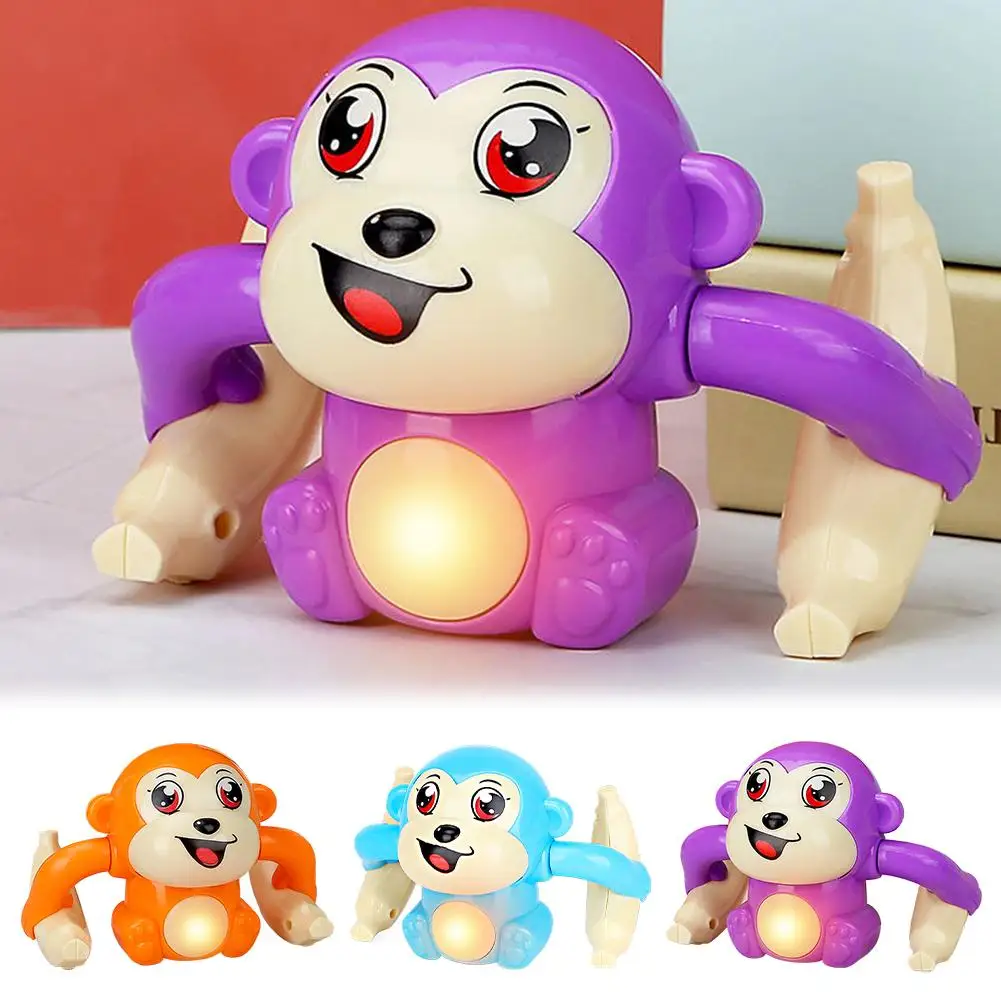 Rolling Monkey Toy Electric Induction Tumbling Monkey with Light Sound Effect Obstacle Sensing Crawling Flip Toy For Kids