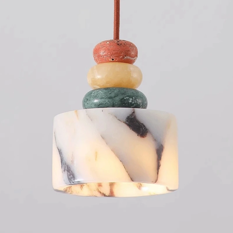 

Creative Beautiful Colorful Natural Stone Pendant Lamp Red Yellow Green For Dining Room Kitchen Bedside Lighting E27