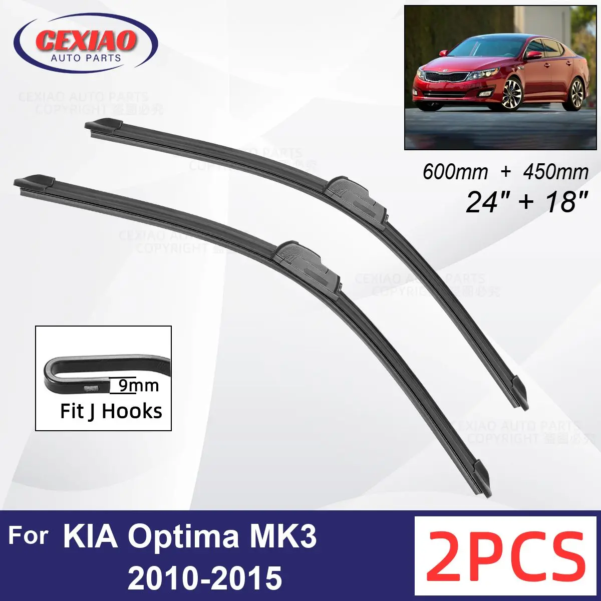 

Car Wiper For KIA Optima MK3 2010-2015 Front Wiper Blades Soft Rubber Windscreen Wipers Auto Windshield 24"+18" 600mm + 450mm