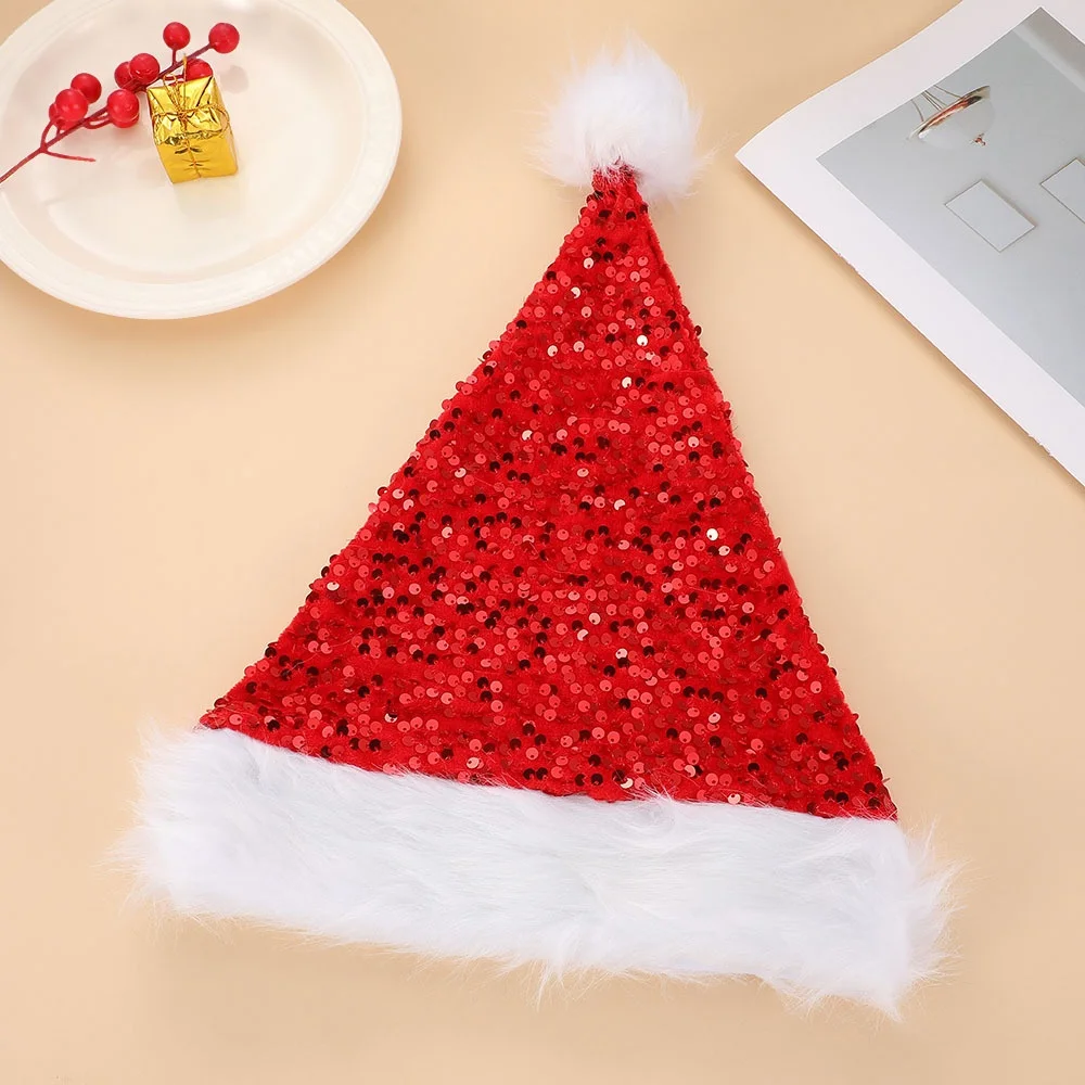 Red Plush Christmas Hat Soft Festive Crown Hat Crown Christmas Hat Comfortable For Christmas Parties Home Decoration Holiday