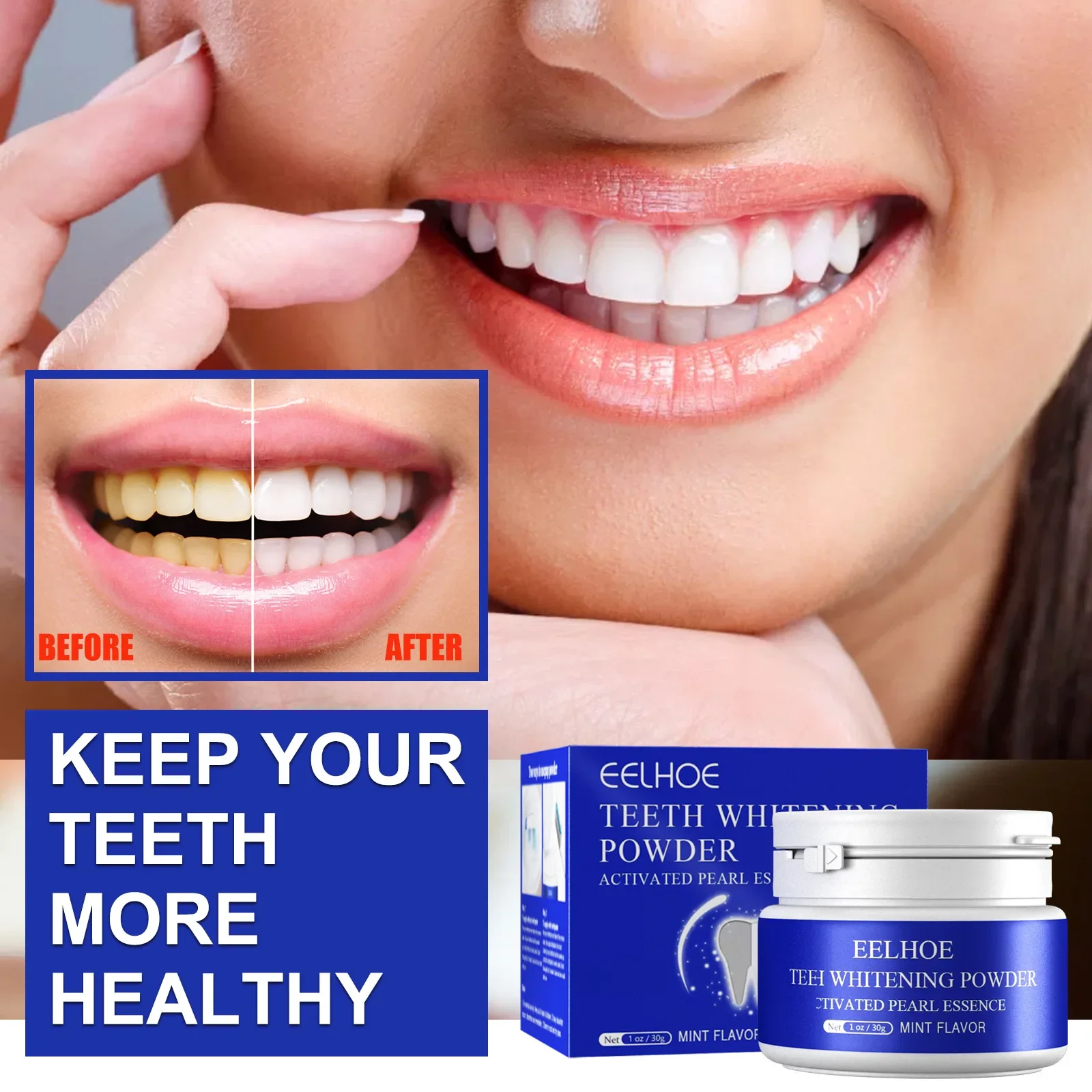 Teeth Whitening Powder Pearl Essence Natural Dental Toothpaste Toothbrush Kit Oral Hygiene For Remove Stains Plaque 30g