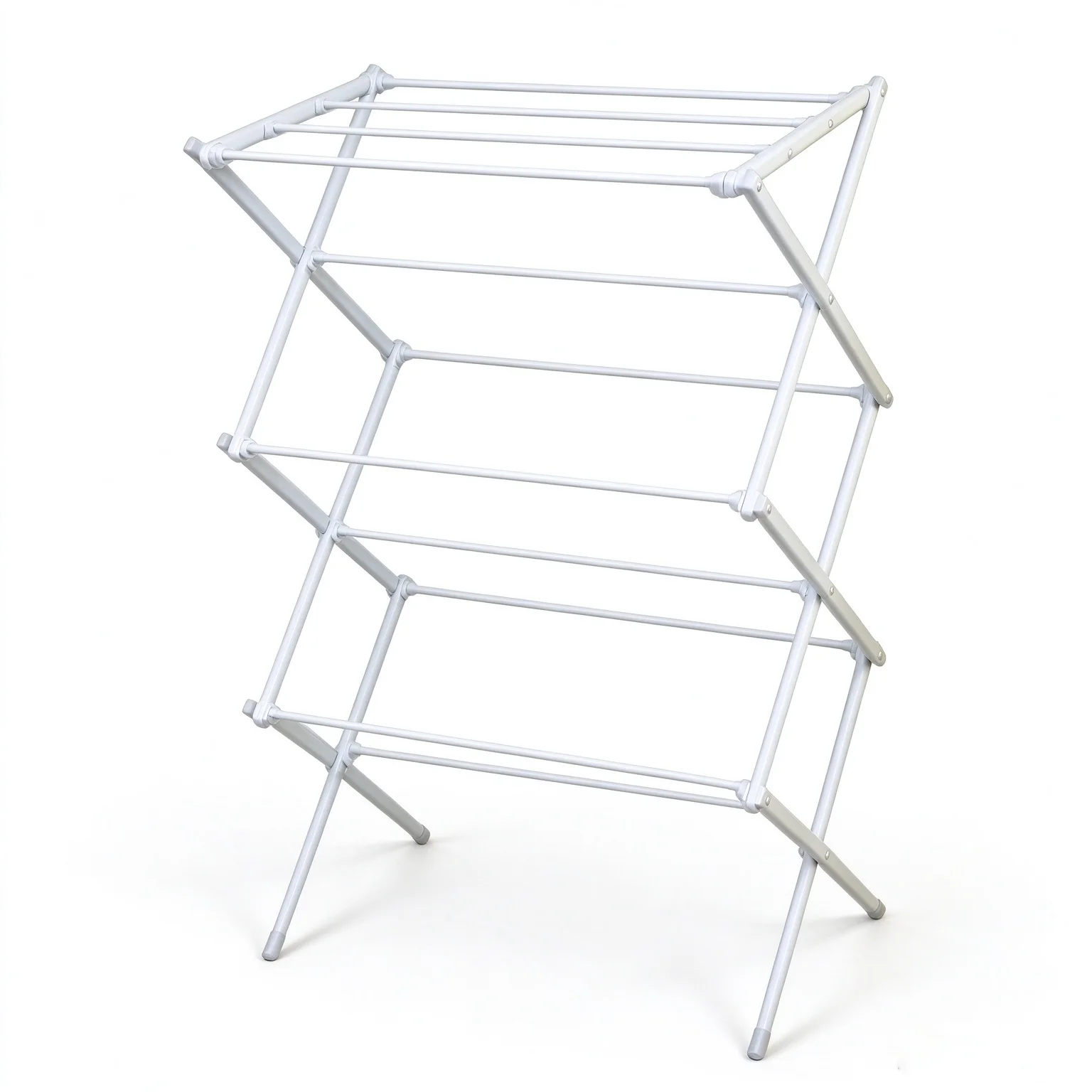 Foldable Clothes Drying Rack, Portable White Metal Laundry Dryer Rack with Telescopic Legs, Multifunctional Airer for Clothes