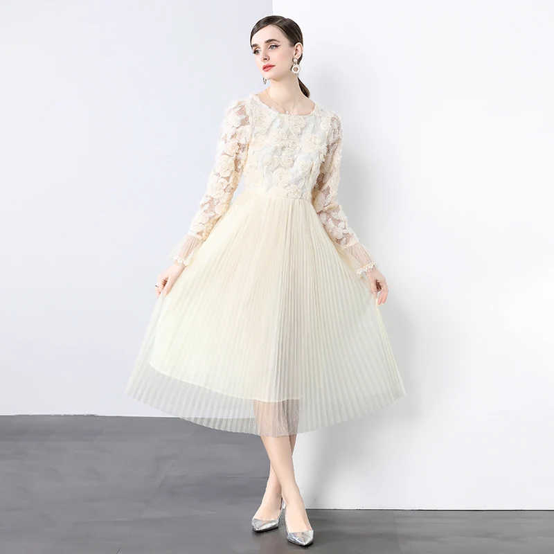 

2025 Summer Dress Flared Sleeves Waist Cinched Long Dress for Women Mesh Large Swing Women Wedding Dresses Sexy Female Clothing