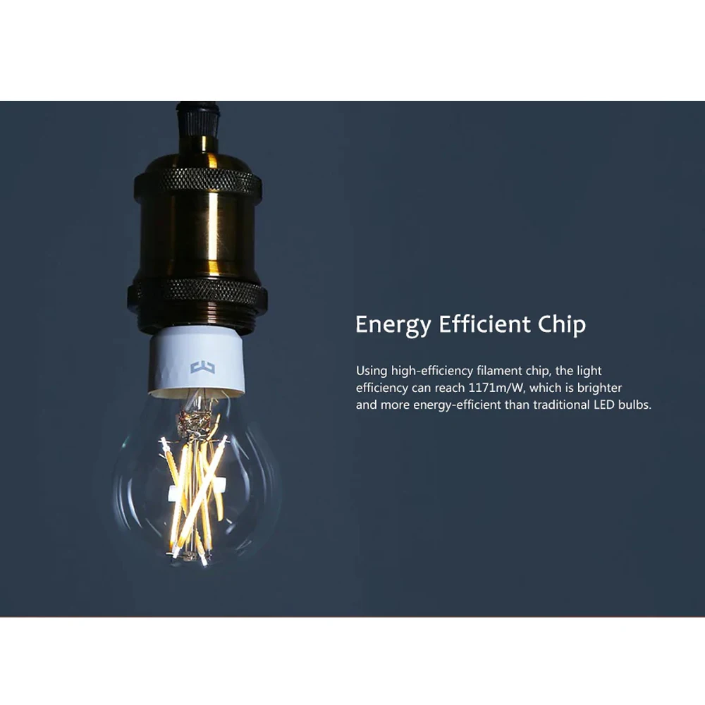 Yeelight 6W 700lm E27 Intelligente LEDs Gloeilamp AC100-240V APP Spraakbesturing voor thuisgebruik Compatibel