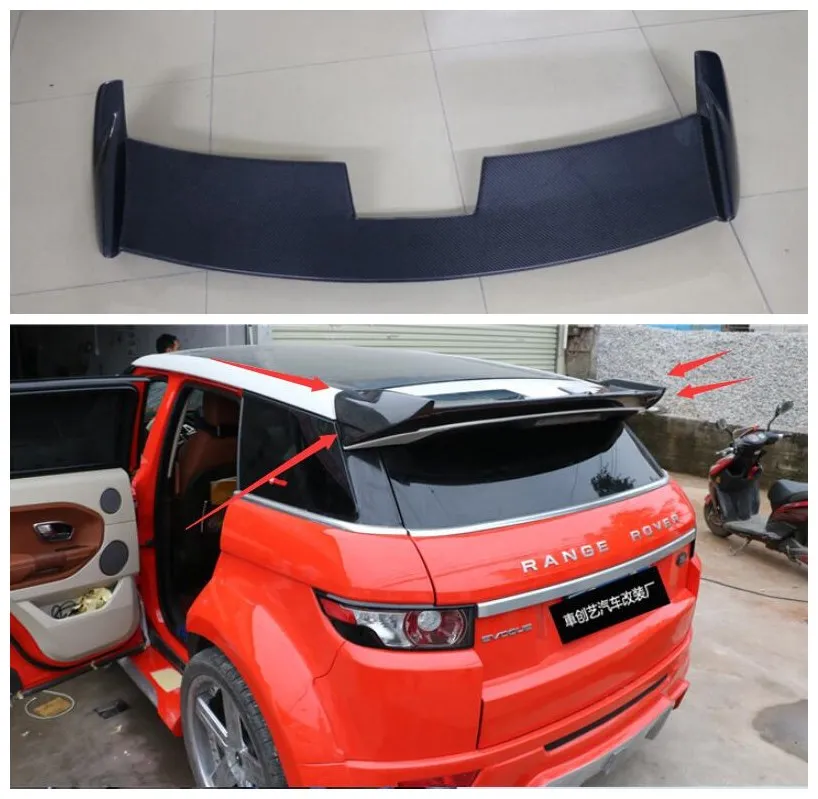 

For Land Range Rover Evoque 2011-2015 High Quality ABS Primer& Carbon Fiber Rear Trunk Lip Spoiler Splitters Top Wing