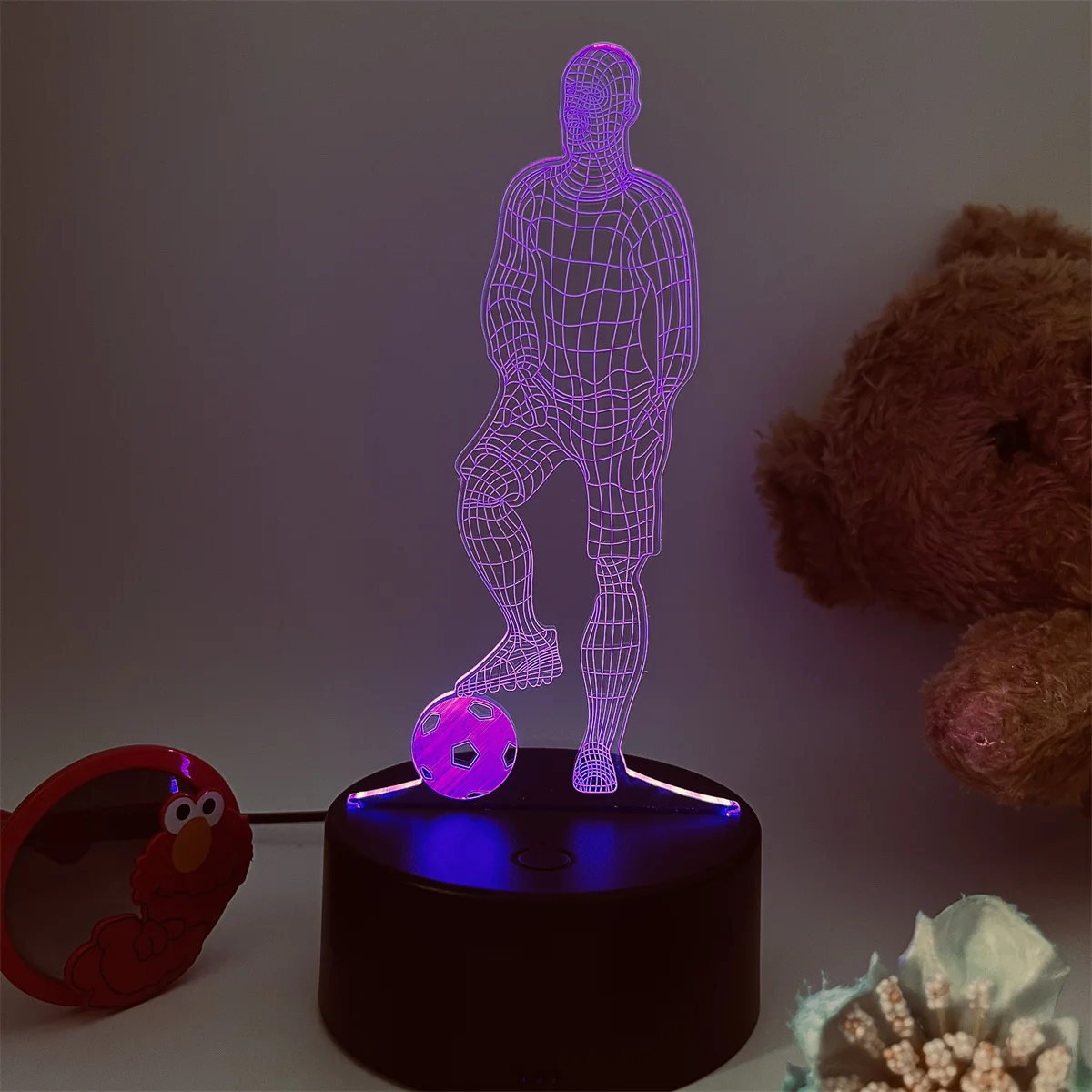 1pc Football  3D Night Light, 3D Optical Illusion Lamp With Touch, 7-Color Changing Ambient Light For Bedroom