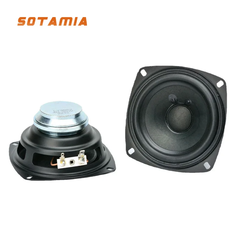SOTAMIA 2pcs 4 Inch Full Frequency Strong Magnetic Speaker 4 Ohm 30W Curved Rubber Edge High Power High End HIFI Speaker Unit