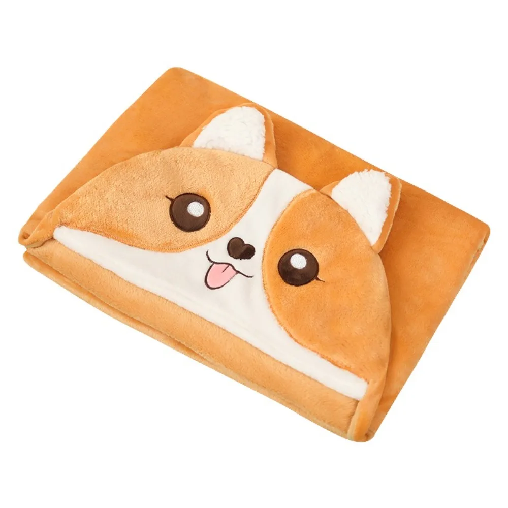 Multi Functional Warm Hooded Nap Blanket Cartoon Cozy Air Conditioning Blanket Folding Comfortable Kawaii Cloak Travel