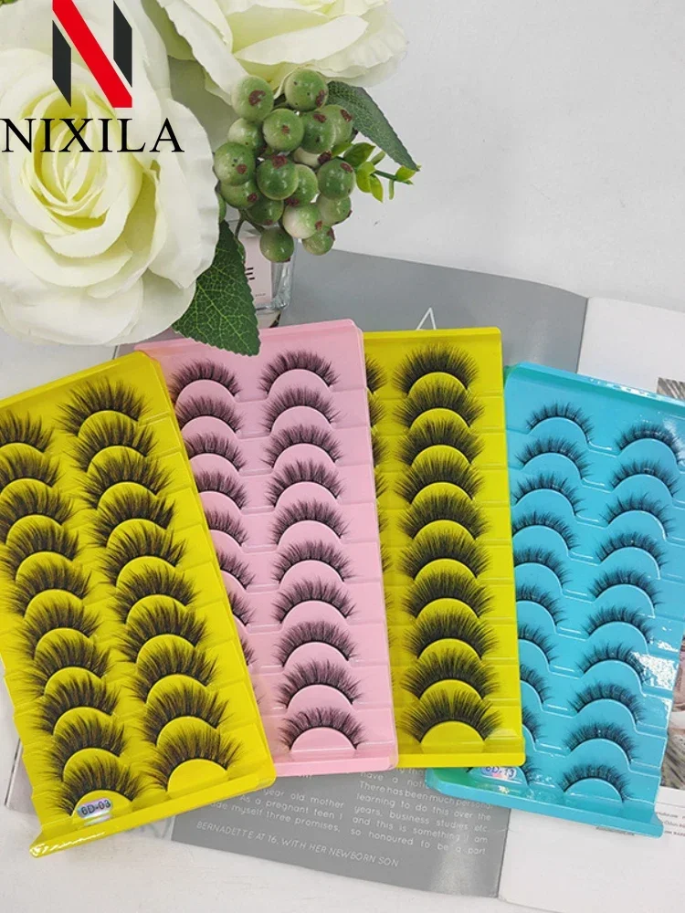 Falsche Wimpern, 7 Paar Wimpern, 3D-natürliche falsche Wimpern, flauschig, weich, Kreuz-Manga-Wimpern, Wispy, natürliche Wimpernverlängerung, Make-up