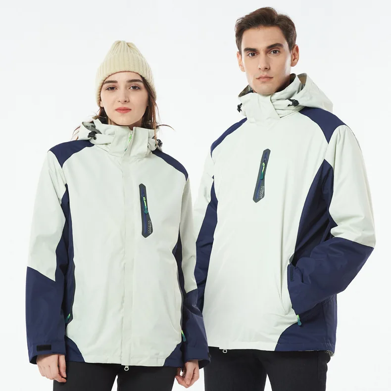 Autumn and Winter Outdoor Charge Jacket, Men's and Women's Three-in-one Detachable Two-piece Windproof and Waterproof Jacket