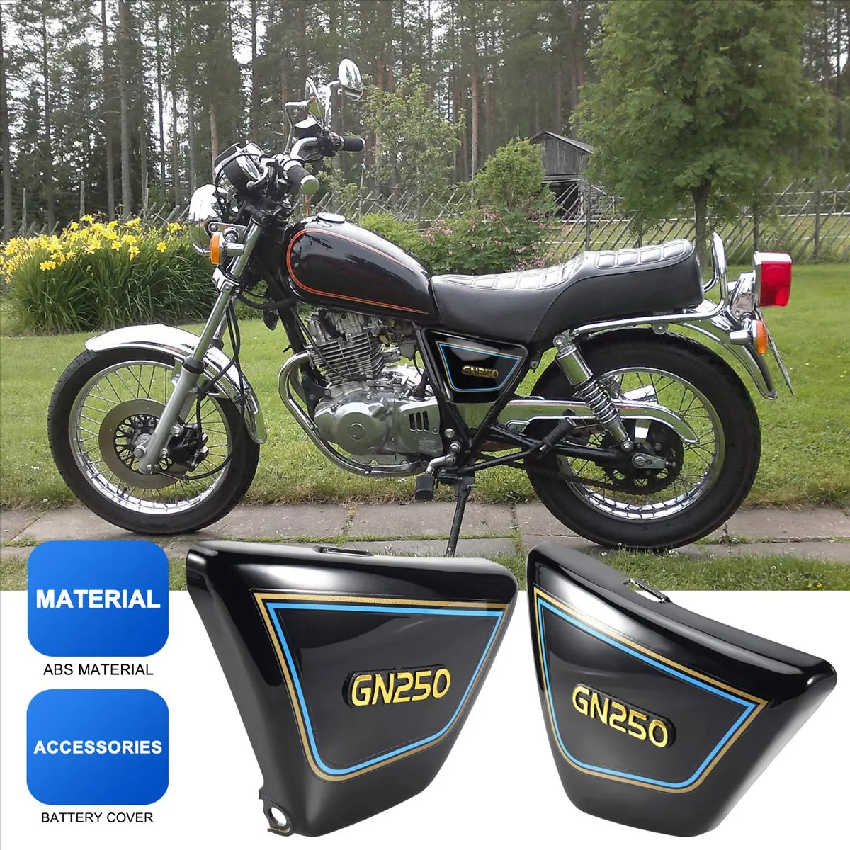 #88V 1 Pair Right & Left Frame Covers Panels For Suzuki Motorcycle Black,motorcycle accessories,(ABS)