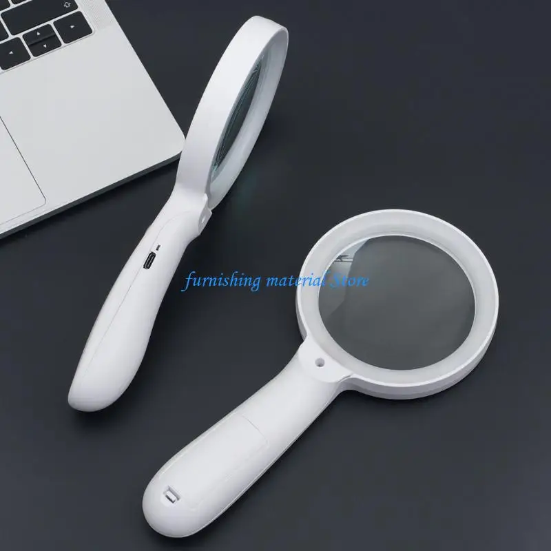 Y5GD Glass 10X Lens with Light Loupe for Inspection Jewelry Stamps Senior Reading Handheld Magnifier