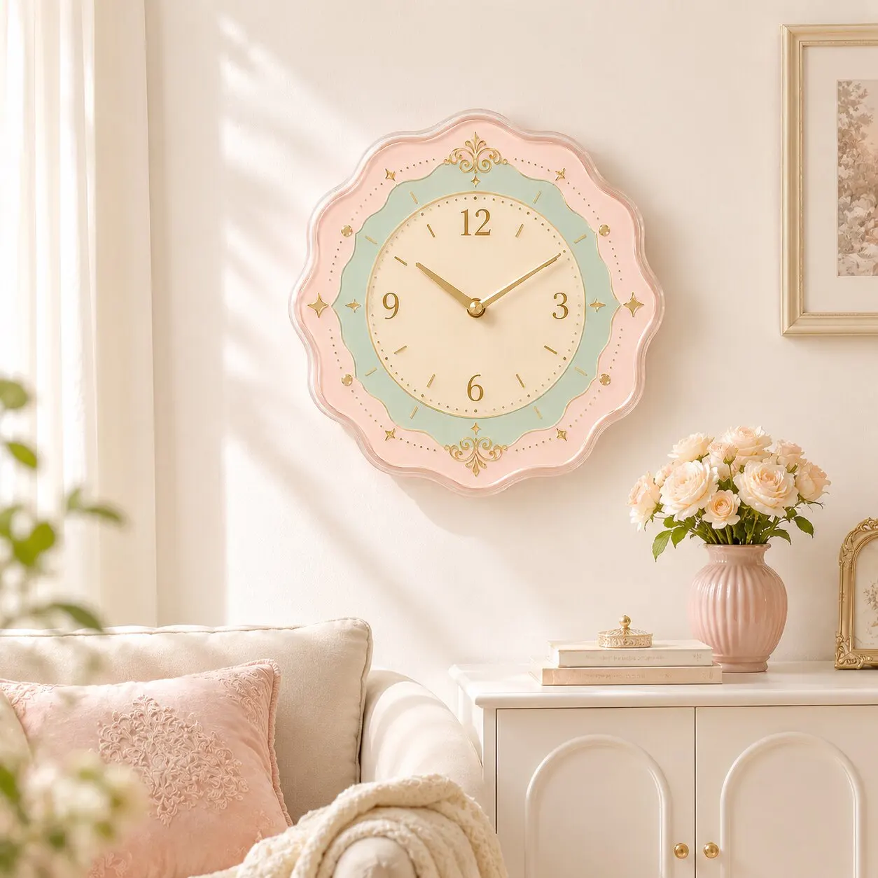 2026 New Modern Acrylic Creamy Macaron Wall Clock, Silent Quartz Light Luxury Hanging Decor, European Style for Living Room Home