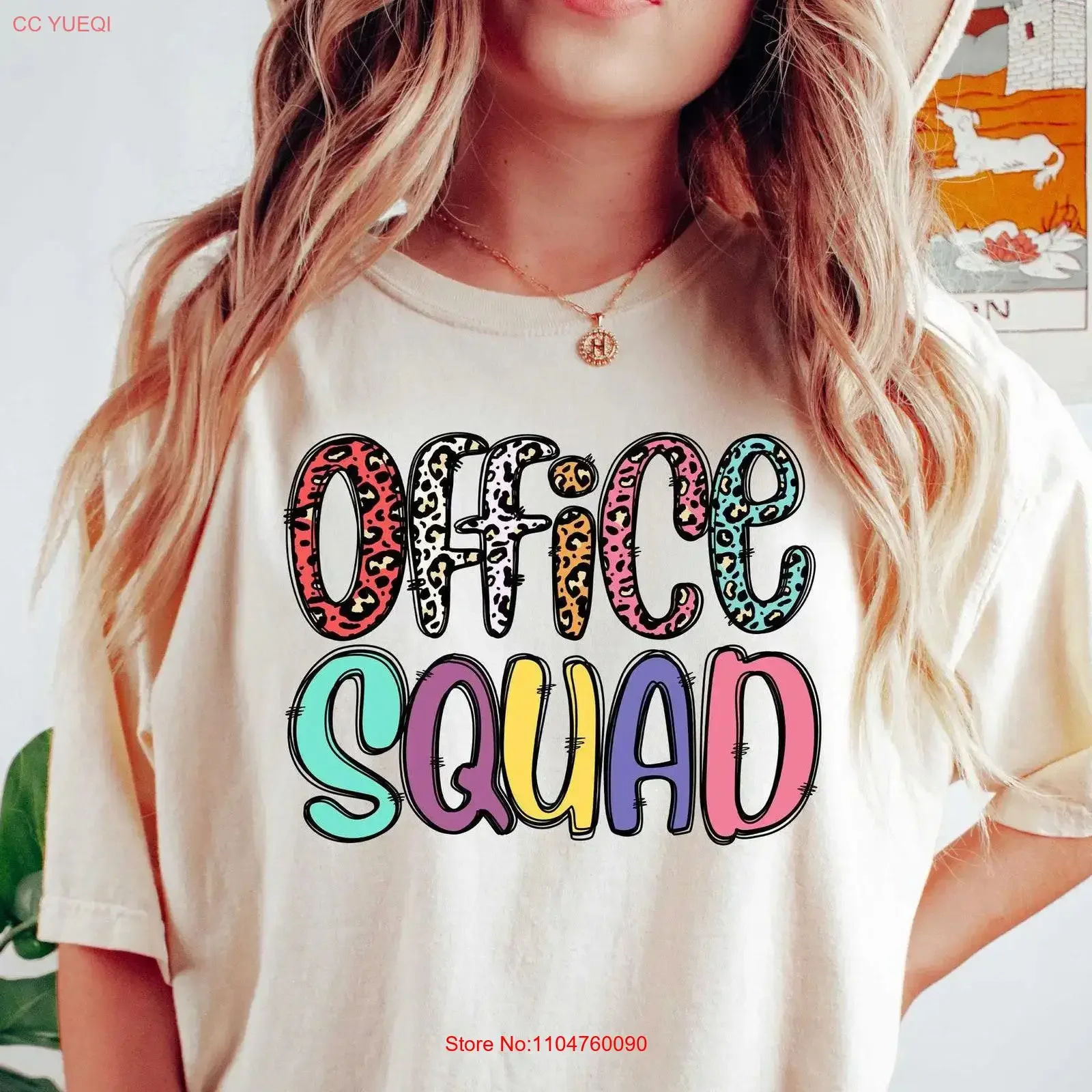 Office Squad T Shirt Coworker Staff Administrative AssistanT Team Crew School vintage Washed Slightly homme Casual Breathable