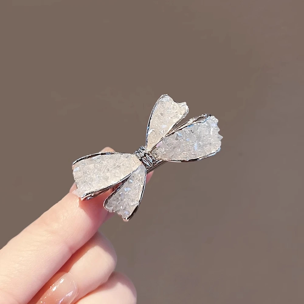 Романтические заколки для волос с бантом для женщин и девочек, блестящие заколки для волос со стразами, нежные модные украшения, аксессуары для волос