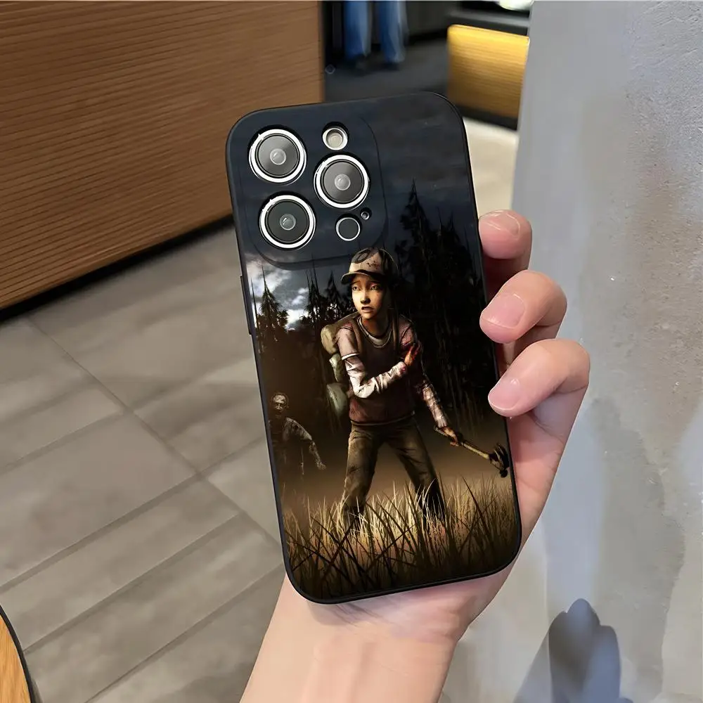 حافظة لهاتف آيفون 17 Air 16 E Pro Max 15 14 13 Mini 12 Pro 11 XS Max 7 8 Plus غلاف ناعم أسود اللون من Game The Walking Dead #3