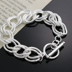 925 Sterling Silver beautiful Double twist chain Bracelets For Women fashion party Wedding accessories Jewelry Holiday gifts