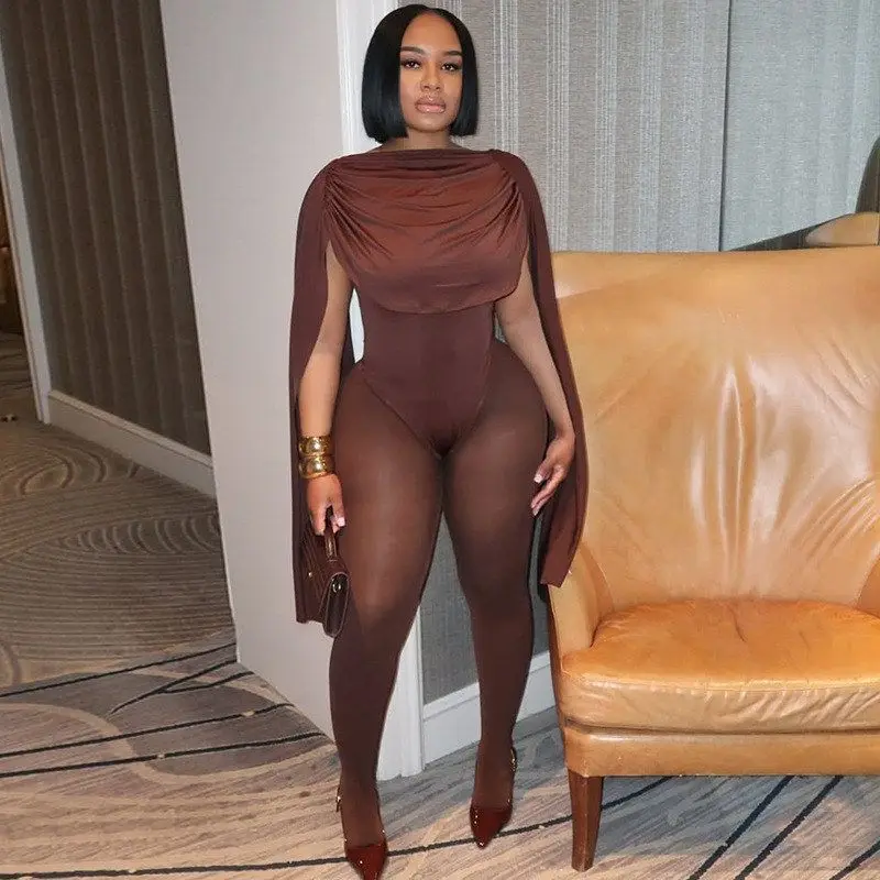 

Fashionable Pure Color Women's Jumpsuit with Belt Splicing Tight Fit Sleeveless One-Shoulder Long Pants Polyester Blend