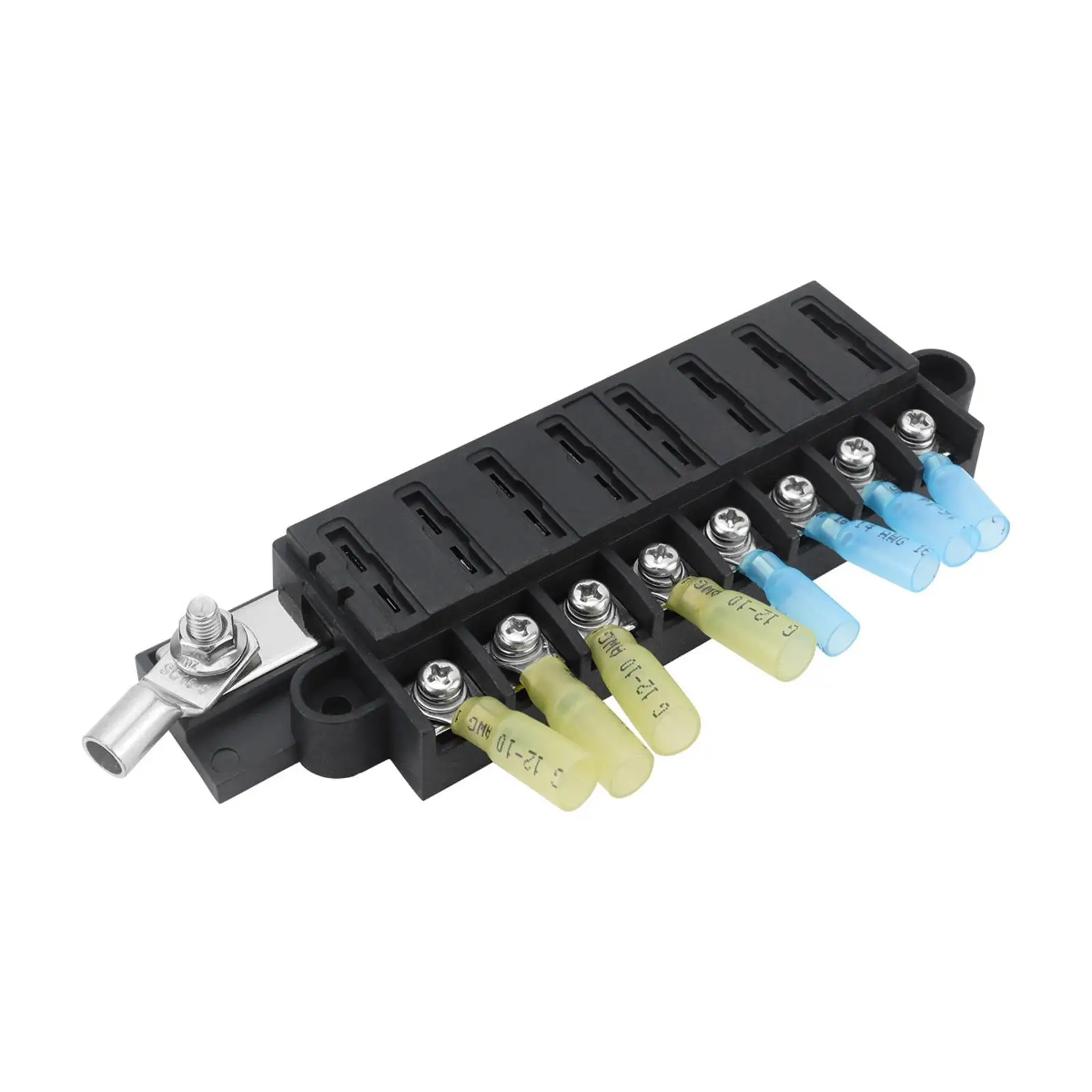 

Blade Fuse Block Holder with Transparent Cover 8 Way Fuse Box Heat Shrink Connectors for Trailer Vehicle Blown Fuse Car RV