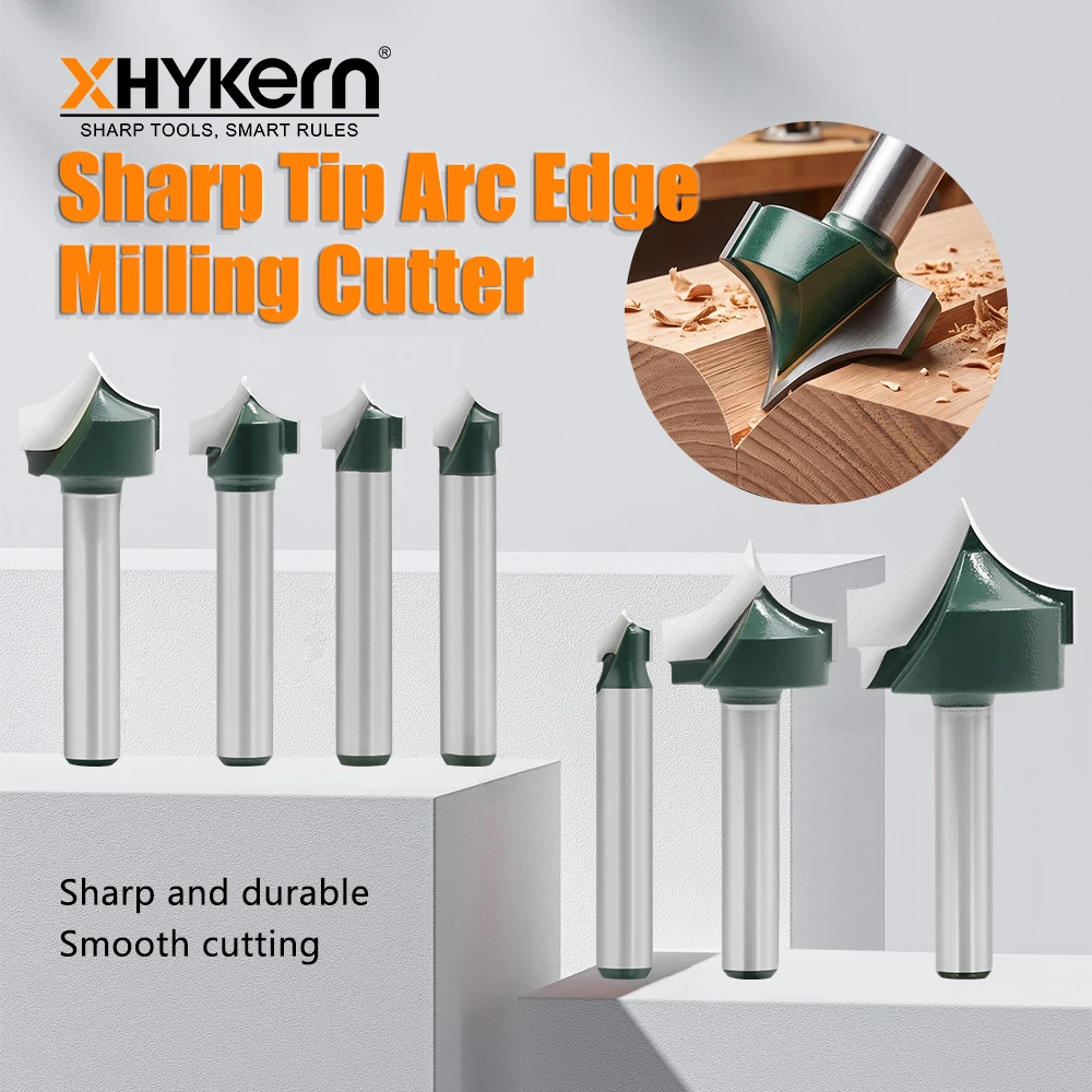 XHYKern 1/4 Inch Shank Pointed Nose Router Bits Set Dark Green Wood Engraving Carving V Groove Cutter Kit