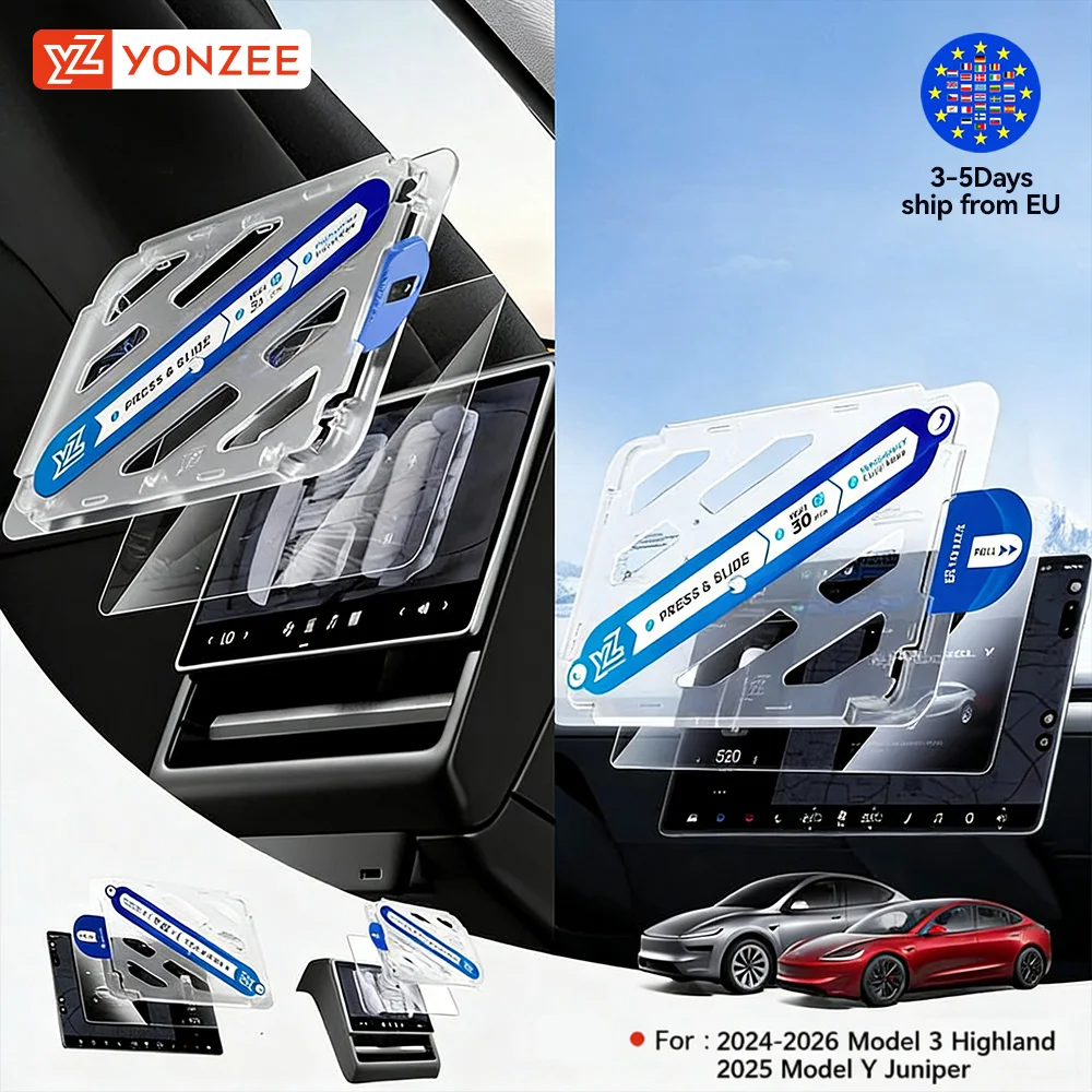 Film protecteur en verre trempé YZ pour Tesla Model 3 Highland YL Juniper 25-26, protection d'écran tactile central de 16 pouces, protection arrière de 8 pouces