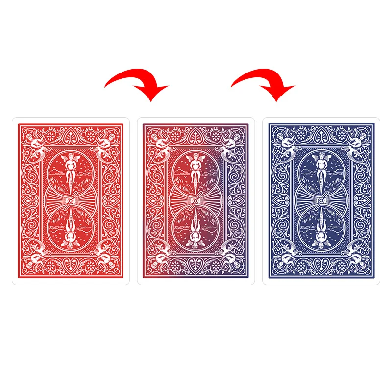 توقظ التحول المريمية المتجاوز تصور ظهور البطاقة الحمراء الزرقاء لتغيير اللون على الفور خدعة سحرية للتحايل