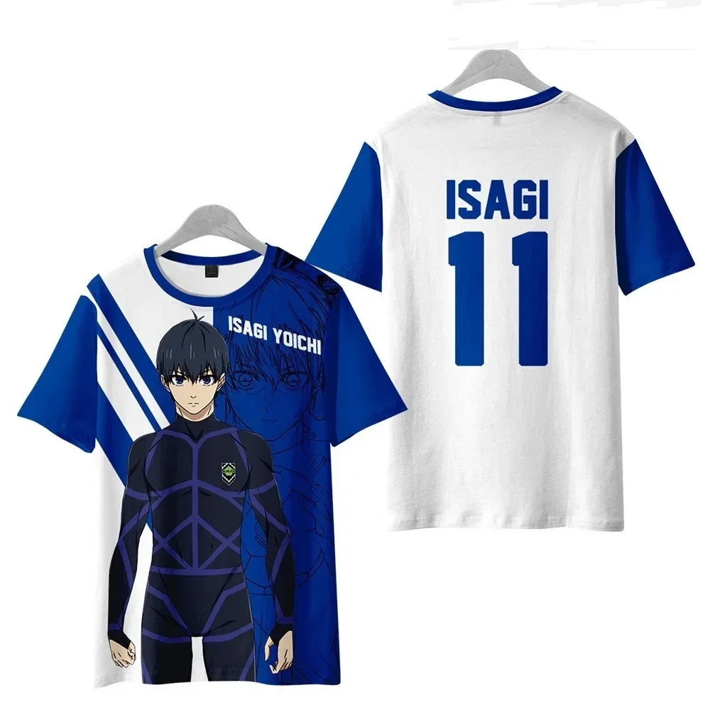 New Blue Lock Anime Isagi Yoichi Football Jersey Summer Fridays 3D Print Quick Drying Breathable Sport Men Plus Size Y2K T-shirt