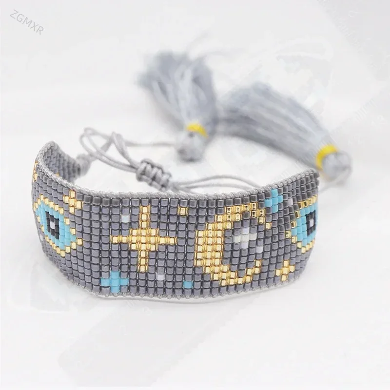 Rice bead bracelet Eye Astral Design Originality Hand knitting Bohemia Adjustable Fashion  Versatile Female Beaded bracelet