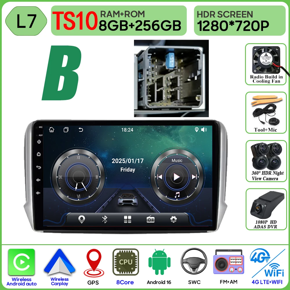 Android 16 GPS Navigatie Voor Peugeot 2008 208 Serie 2012 - 2018 Carplay Autoradio Multimedia Speler Stereo Video BT 2 k Scherm