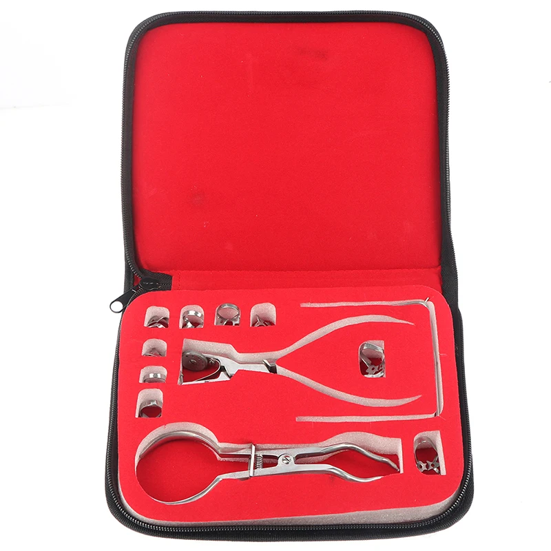 

Dentistry Dam Hole Puncher Set With Leather Bag Pliers For Dentist Perforator Rubber Orthodontic Dental Tools Dam Clip