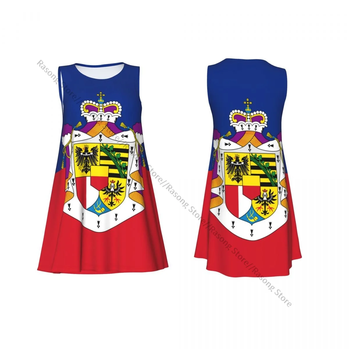 Abito da donna Bandiera di Liechtenstein State Summer Casual T Shirt Beach Cover up Tank Dress