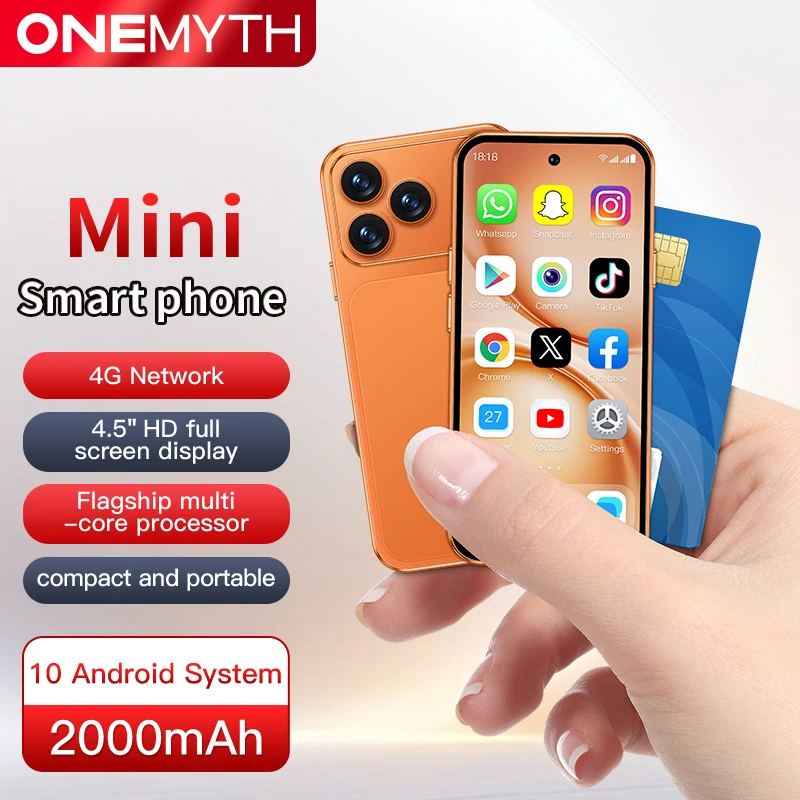ONEMYTH A19 Pro is a mini phone featuring a 4.5-inch screen, dual SIM card dual standby, 2GB+16GB memory, and facial recognition