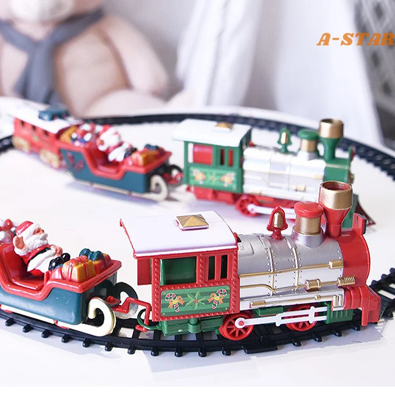 Electric train children's toy Christmas tree decoration train track frame train car with sound and light track car battery model