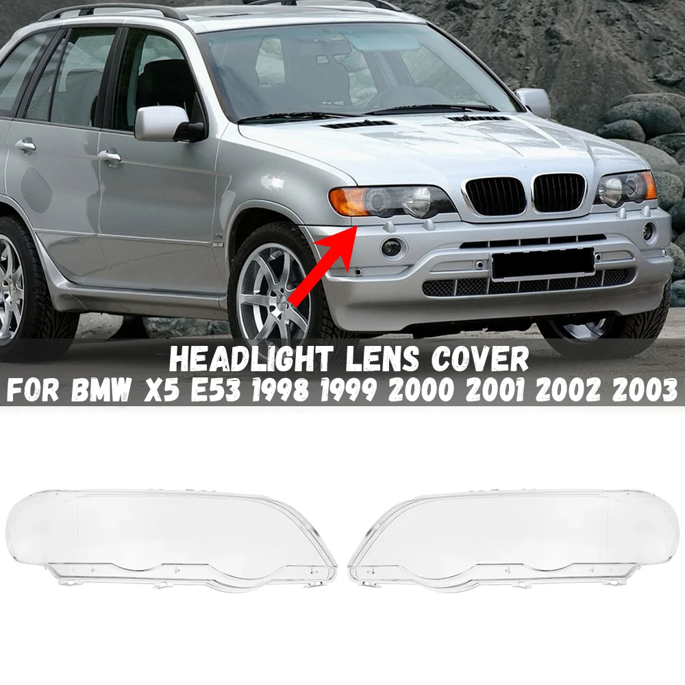 

Для BMW X5 E53 1998 1999 2000 2001 2002 2003 передняя фара из плексигласа, крышка корпуса, прозрачные абажуры