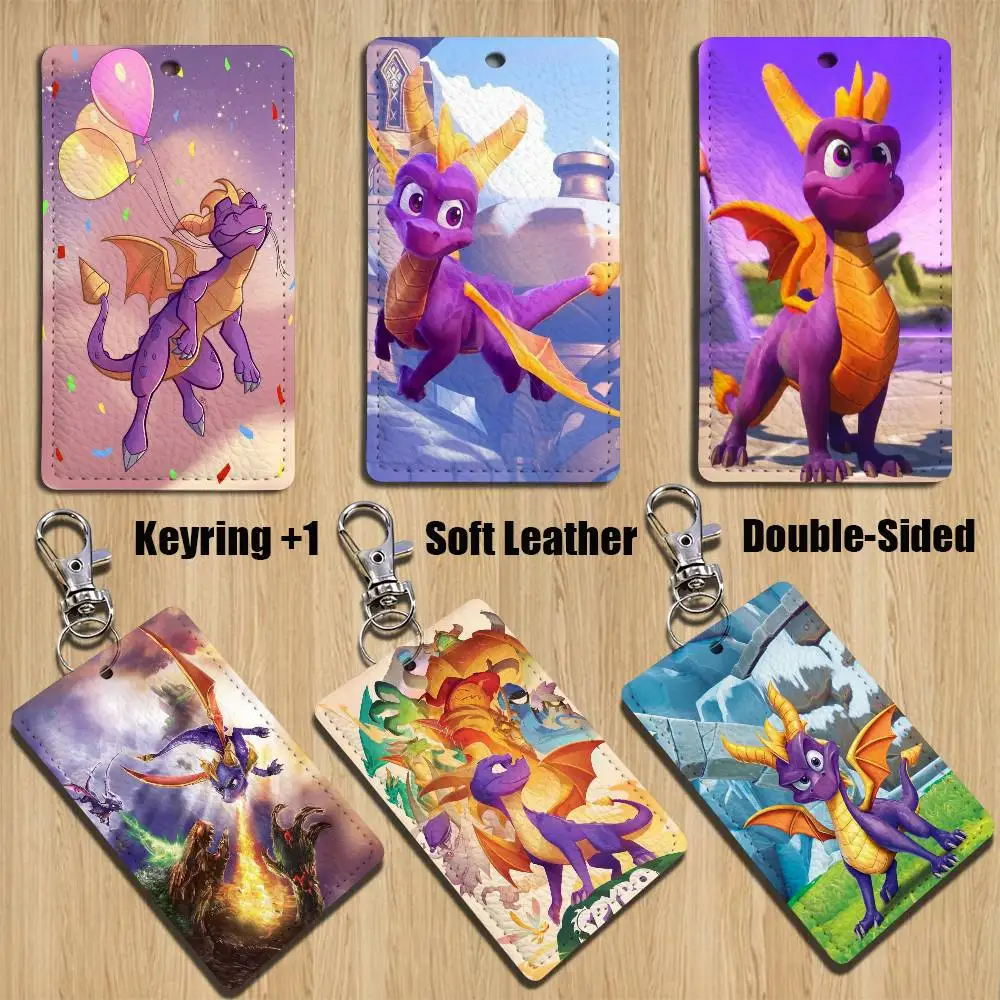 S-Spyro R-Reignited TrilogyS Keychain Holder Suitable For Subway Bank Card Bus Card Case Badge Holder Wallet  Textured pattern