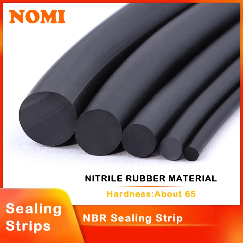 

2/5/10M Dia 1 2 2.5 3 4 5 6 7 8 9 10mm Solid Black NBR Sealing Strip Oil Resistance Nitrile Rubber Round Strip NBR Strip