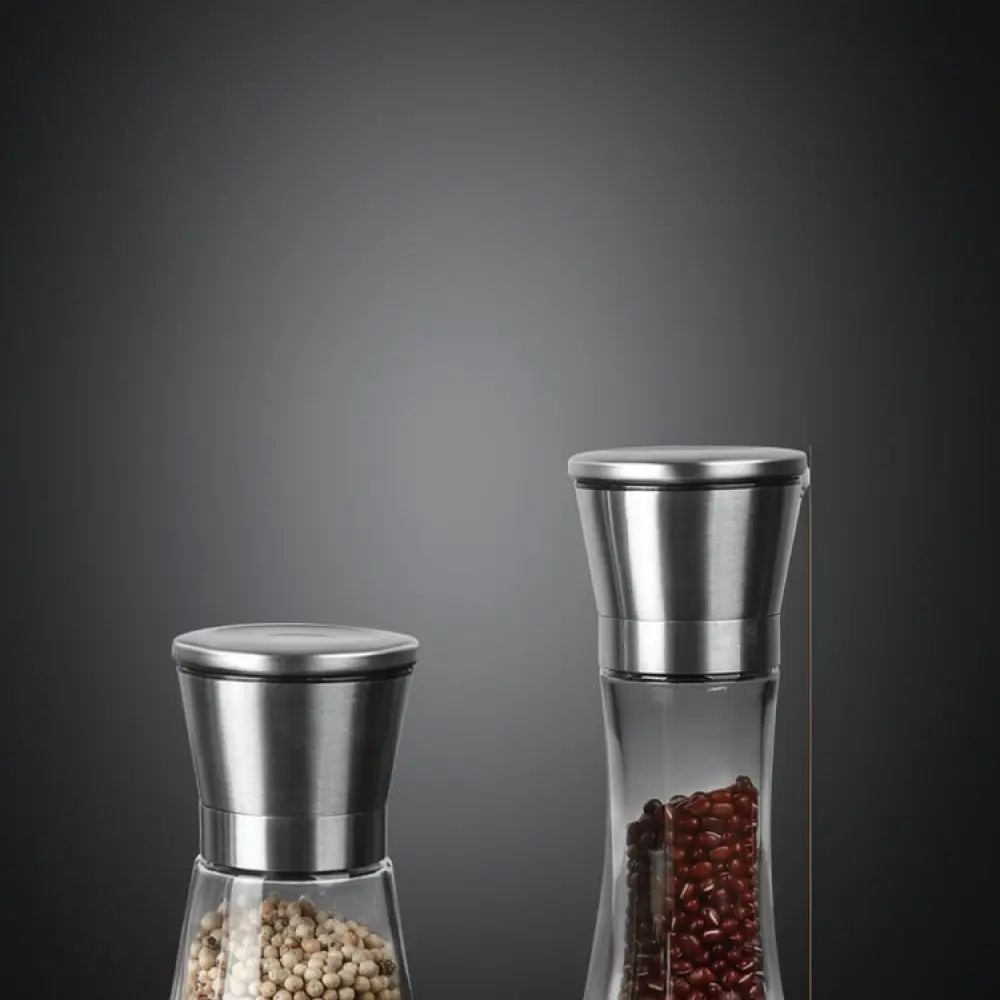 High Quality Manual Pepper Mill Thickened Glass Body Stainless Steel Core Adjustable Coarseness Kitchen Seasoning Tool