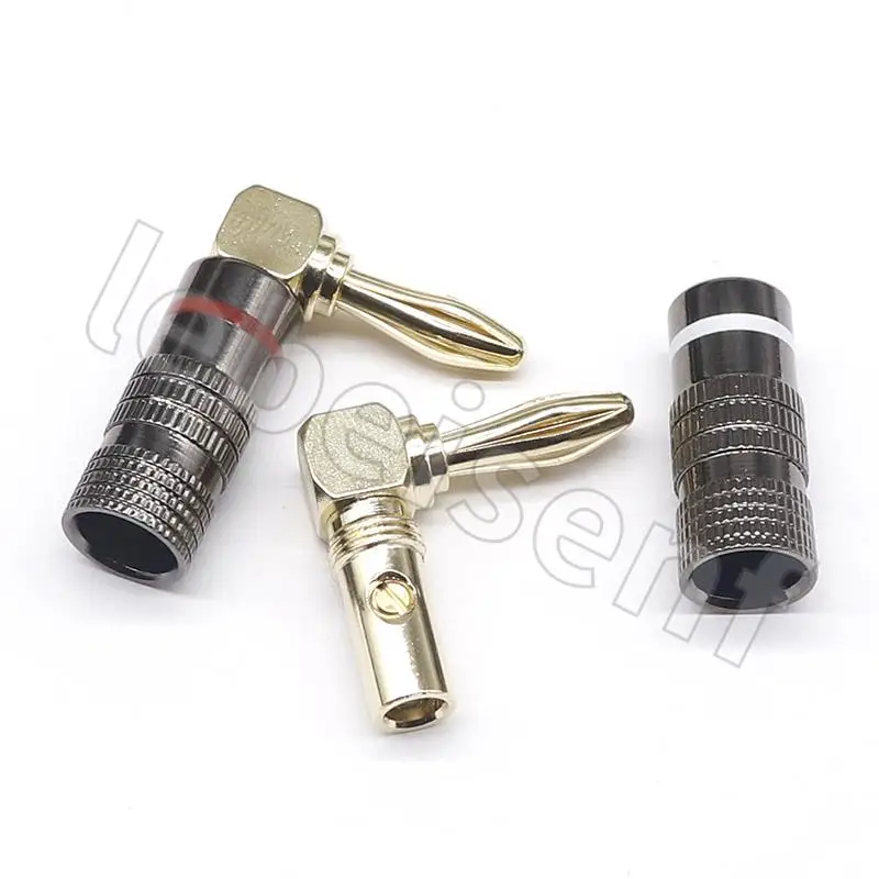 Banana Connector Right Angle 4mm Banana Plug For Video 24K Gold Plated Speaker Copper Adapter gun metal