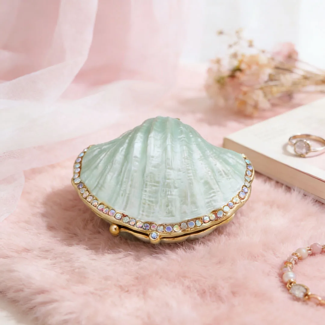 Hand-painted Enamel Metal Jewelry Box with Gemstone Inlays; a Decorative Piece and the Perfect Choice for a Home Gift