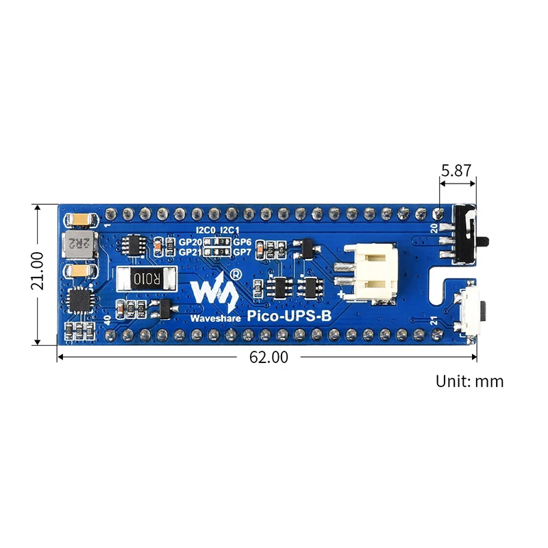 UPS Module for Raspberry Pi Pico Uninterruptible Power Supply Li-po Battery Stackable Design for Raspberry Pi Pico